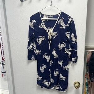 Blue and White Tie Front Swim Tunic